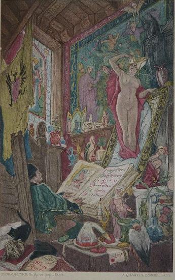 Felicien Rops Illustration du livre d'Octave Uzanne, Son altesse la femme - Hors texte en face de la page 22.